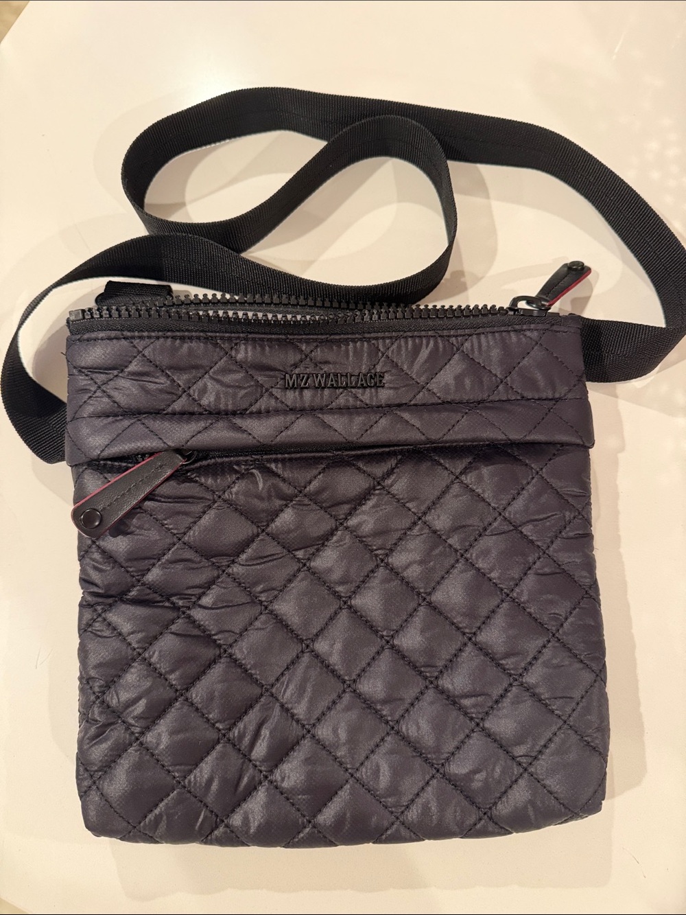 MZ Wallace Black Quilted Nylon Crossbody Belt Bag